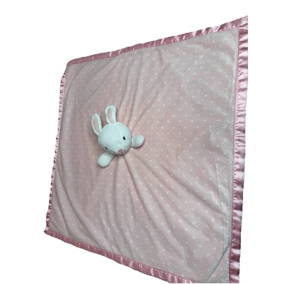Cloud Island Pink White Polka Dot Bunny Satin Lg  Baby Security Blanket Gift HTF - Picture 2 of 14